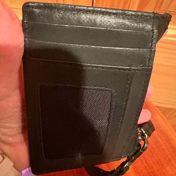 Black Leather Wristlet Card Holder - Picture 4 of 11